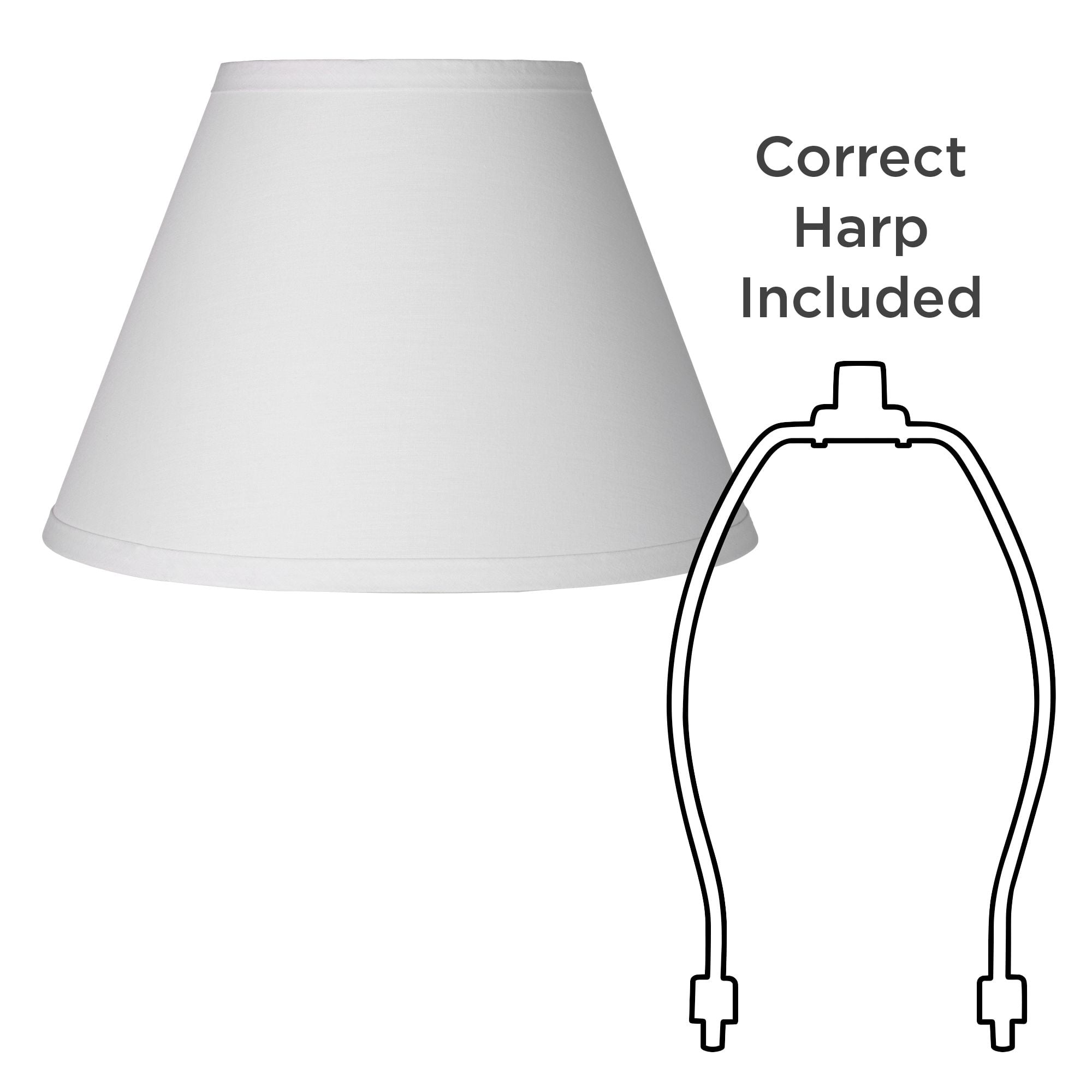Springcrest Set of 2 Empire Lamp Shades White Small 6" Top x 12" Bottom x 8" High x 8.5" Slant Clip-On Harp and Finial Fitting