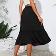 thumbnail image 7 of Efsteb Summer Skirts for Women Elastic Waist Drawstring Pleated Skirt Fashion Comfy Casual Solid Color Skirts (Black,L), 7 of 7