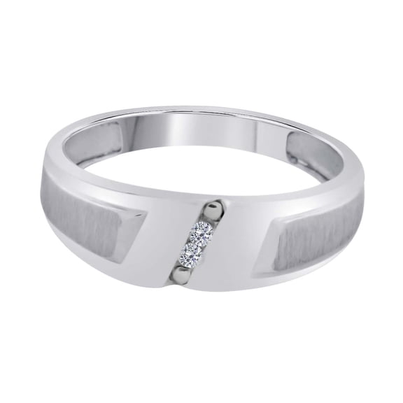 Mauli Jewels Engagement Rings for Men 0.04 Carat Unique Engagement Diamond Wedding Ring Channel - Setting 10K White & Yellow Gold
