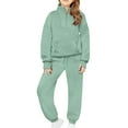 thumbnail image 4 of Cethrio Girls Outfit Sets, Half Zip 2 PC Long Sleeve Sweatshirts and Sweatpants Sets Green Size 14, 4 of 7