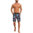 thumbnail image 2 of INSPIRE CHIC Men's Trunks Tropical Leaf Print Elastic Drawstring Waist Beach Board Shorts 28 Black Red, 2 of 5