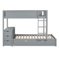thumbnail image 6 of Harper & Bright Designs Twin Over Twin Bunk Bed with Trundle and Desk, Solid Wood Bunk Bed Frame with Storage Drawers and shelves for Bedroom, Gray, 6 of 14