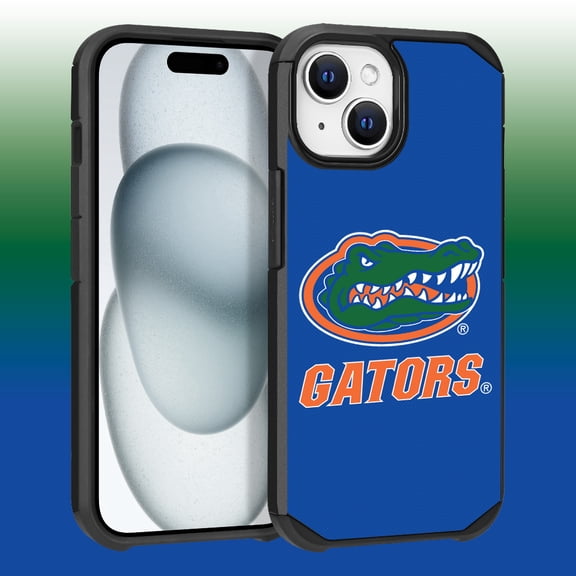 Apple iPhone 15 Plus (6.7) / Apple iPhone 14 Plus (6.7) - Licensed NCAA University of Florida Gators Logo on Blue Textured Dual Layer Case