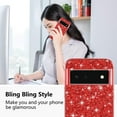 thumbnail image 2 of Compatible with Google Pixel 6 Pro Case Glitter Shockproof, Google Pixel 6 Pro Phone Case Bling Sparkly TPU and PC Silicone Shiny Girl Women Thin Protective Cover (Red), 2 of 14