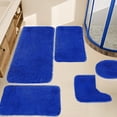 thumbnail image 5 of Solid Color 5-Piece Bath Mat Set Velvet Fleece Foam Long Plush Water Absorbent Non-Slip Washable Bathroom Toilet Rugs for Home Modern Decor Black White Gray Stylish Finds for Less, 5 of 9
