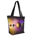 thumbnail image 4 of Cauagu Planets And Stars Print Canvas Aesthetic Tote Bag for Women Beach Bag Shopping Bags Shoulder Bag Reusable Grocery Bags, 4 of 7