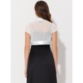 thumbnail image 4 of Bolero de satén Allegra K Cap Sleeve Business Open Front Crop Cárdigan para mujer blanco L, 4 of 5