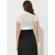 thumbnail image 4 of Bolero de satén Allegra K Cap Sleeve Business Open Front Crop Cárdigan para mujer blanco L, 4 of 5
