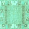 thumbnail image 1 of Ahgly Company Indoor Square Abstract Turquoise Blue Modern Area Rugs, 5' Square, 1 of 4