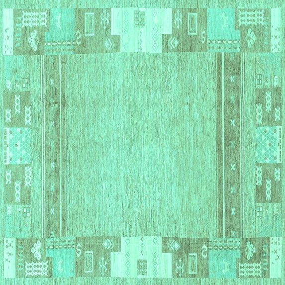 Ahgly Company Indoor Square Abstract Turquoise Blue Modern Area Rugs, 5' Square