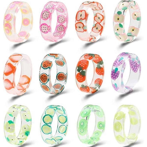 Anillos gruesos de resina acrílica de colores para mujer, modernos anillos apilables de plástico y transparente únicos de estilo Y2k, lindos anillos abiertos retro para los dedos, joyería Gi