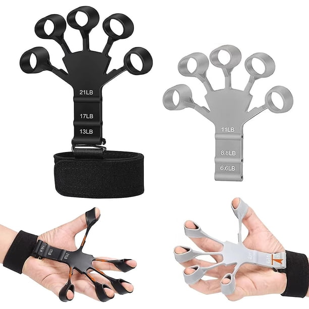 Black&grey Fortalecedor de Dedos-2 Piezas Fortalecedor de Agarre Manual, Entrenador de Fuerza de Agarre, Ejercitador de Dedos y Fortalecedor de Manos de 6 Niveles Resistentes, Flexión de Dedos