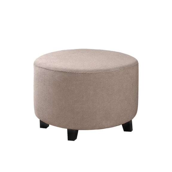 Zhuge Elastic Stretchable Round Ottoman Cover, Breathable Folding Stool Slipcover, Multi-Functional Footrest, Wear-Resistant Furniture Decor for Indoor Spaces, Large, Khaki