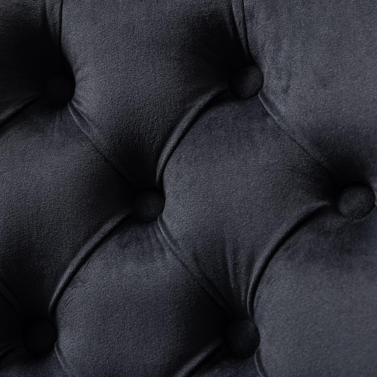 Demi Bonn 38" Tufted Button Velvet Upholstered Desk Chair with Adjustable Swivel, Metal Base for Home Office, Study, Black