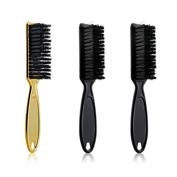 Graflsoa 3-Piece Hair Styling Brush Set (2 Black + 1 Gold) with Dense Fiber Bristles and Ergonomic Plastic Handle for Neck and Facial Hair Cleaning