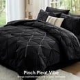 thumbnail image 5 of Sasttie Queen Size Comforter Set, 7-Piece Bed in a Bag, Pintuck Bedding Sets for All Season, Black, 5 of 8