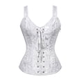 thumbnail image 4 of FYEGRE Fishbone Corset Strap Vest Embroidered Jacquard Shapewear for Performances and Parties White XXL, 4 of 4