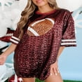 thumbnail image 3 of Women Mini Dress  Short Sleeve Rugby Sequined Loose Summer Dress, 3 of 6