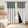 thumbnail image 2 of Lfeey Blackout Curtains for Bedroom 63 inch Long, Gray White, Modern Minimalist Thermal Insulated Grommet Window Drapes, 2 Panels, 2 of 6