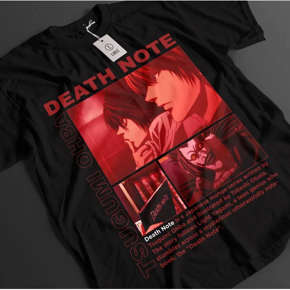 RARE Death Note Tshirt Kira Shirt Ryuk L Top Misa T-Shirt Rem Manga Horror Anime Tee