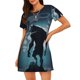 thumbnail image 1 of Balery Moon Wolf Warrior Camisón de manga corta con cuello redondo para mujer, cómodo y elegante., 1 of 6