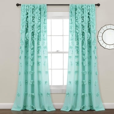 Lush Decor Riley Window Curtain (Single Panel), 54"W x 84"L, Aqua
