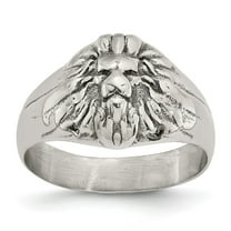 Auriga Fine Jewelry Stainless Steel Antiqued and Polished Lion Head Men's Ring Size 9