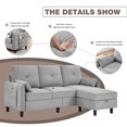 thumbnail image 3 of Pingliang Home Convertible Sectional Sofa L Shaped Sofa Modern Fabric 3 Seat Couch with Reversible Storage Ottoman and Side Storage Pocket for Living Room Office Apartment Studio, 3 of 10