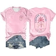 thumbnail image 2 of Women T Shirts Casual Short Sleeve Graphic Print T Shirt Round Neck Tops for Women Pink XL, 2 of 4
