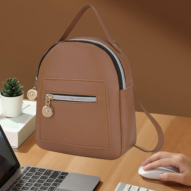 Mini mochila para mujer, pequeña bolsa de viaje para la universidad femenina, para niñas , MARRÓN Marrón