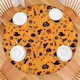 thumbnail image 2 of Halloween Witchy Icons on Orange Pattern Round Fitted Tablecloth with Elastic Edge,Dining Table Cover Waterproof,Outdoor Round Tablecloth for Camping,Dining,Indoor and Outdoor, 2 of 7