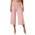 thumbnail image 2 of Pants for Women Capri Fold Over Cropped Pant Stretch Low Rise Wide Leg Yoga Bottoms, L, 2 of 7