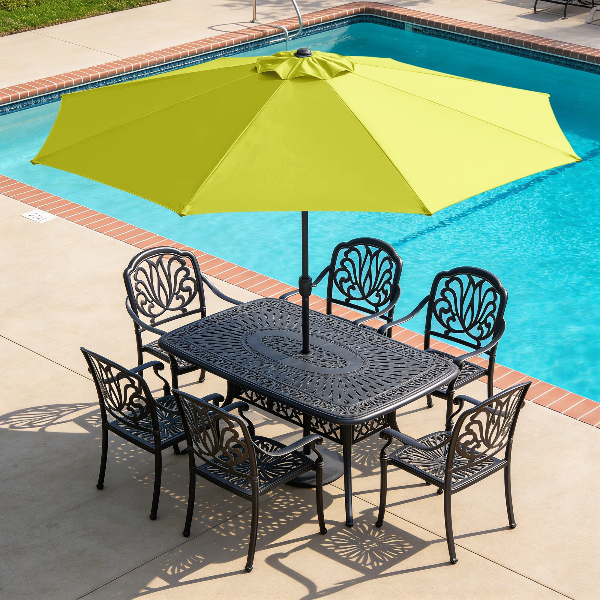 Abble 11FT Outdoor Patio Umbrella with Crank Handle, Market Umbrella with 8 Sturdy Umbrella Ribs, Waterproof for Garden Deck Backyard Pool,   Yellow