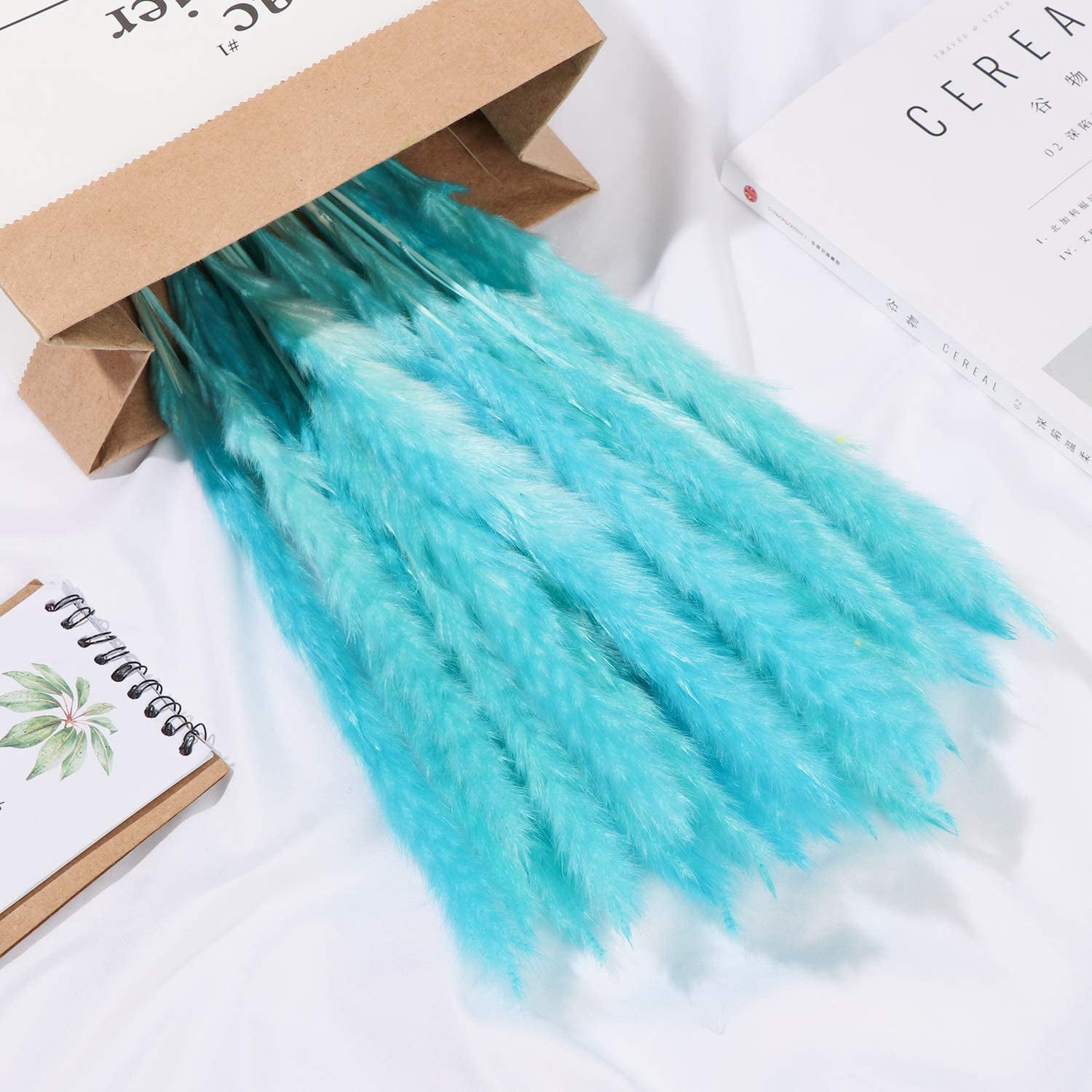 30pcs Dried Flowers Natural Dried Pampas Grass Reed Plant Real Flowers Romantic Wedding Flower Bulrush Bouquets Flavorful Durable for DIY Home Decor Matching Photography