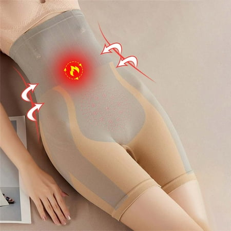 QIPOPIQ Underwear for Women Plus Size Anion Comfortable Solid Color High Waist Warm Belly Hip Lift Shaping Panties