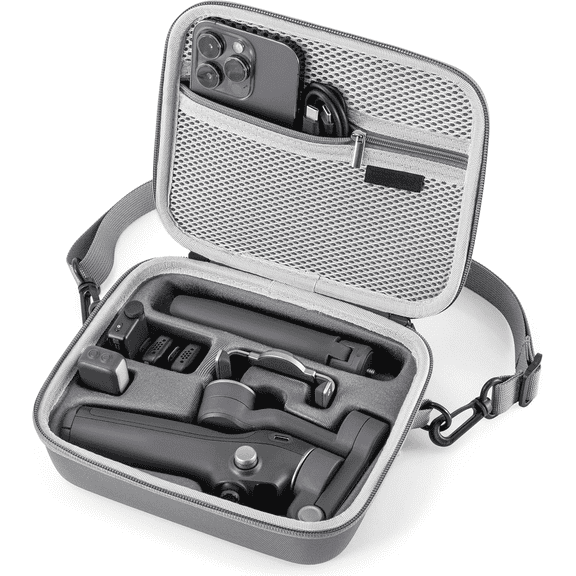 STARTRC PHOTO Carrying Case for DJI Osmo Mobile 8 and 7P, Portable PU Leather Shoulder Bag, Custom Compartments for Gimbal and Accessories