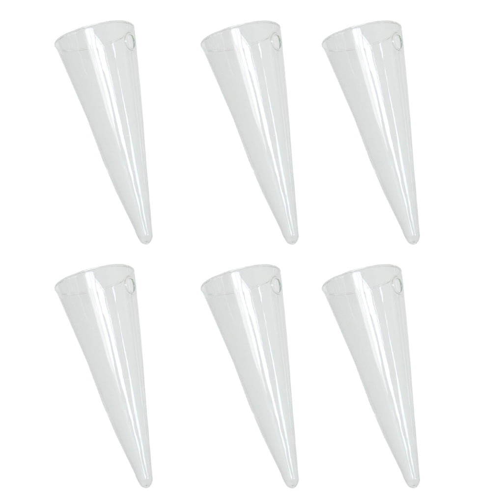 6 x Clear Cone Glass Wall Hanging Flower Vase Plant Bottle Home Decor 