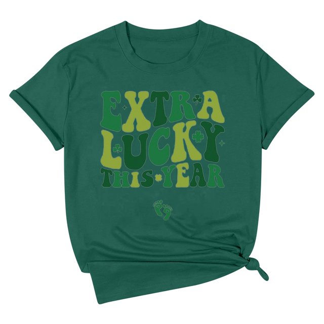 TSADFHJI Hauts pour Femmes 2X T-Shirt Décontracté Col Rond / T-Shirt Imprimé Lettre pour Confort & Style TTG Vert Foncé