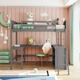 thumbnail image 2 of imerelez Full size Loft Bed with Shelves and Desk, Wooden Loft Bed with Desk - Gray, 2 of 9