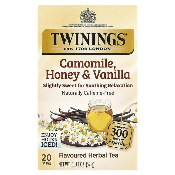 Twinings, Herbal Tea, Camomile, Honey & Vanilla, Caffeine Free, 20 Tea Bags, 1.13 oz (32 g) Pack of 3