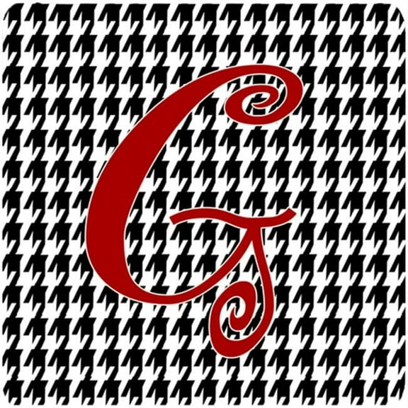 Set of 4 Monogram - Houndstooth Black Foam Coasters Initial Letter G