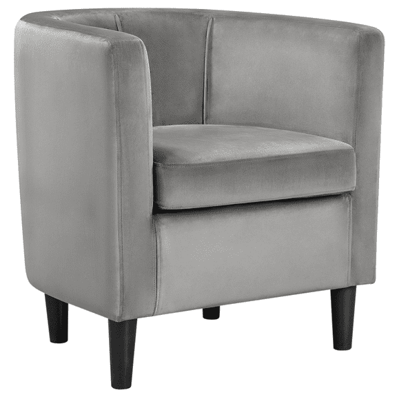 Renwick Upholstered Barrel Shaped Accent Chair with Curved Backrest for Livingroom, Gray Velvet