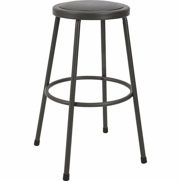 Lorell LLR83083 30 in. Metal Shop Stool with Vinyl Padded Seat - Light Gray