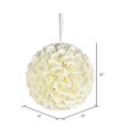 thumbnail image 2 of Vickerman 12" Contemporary Fabric Artificial Rose Ball in White, 2 of 2