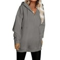thumbnail image 5 of Womens Casual Loose Zipper Solid Color Long Sleeve Hoodies Sweatshirts Rayon Sweatshirt Long Loose Sweatshirts Women Womens Snap Front Sweatshirt All Sweatshirt with over Hoodies for Women Fall, 5 of 8