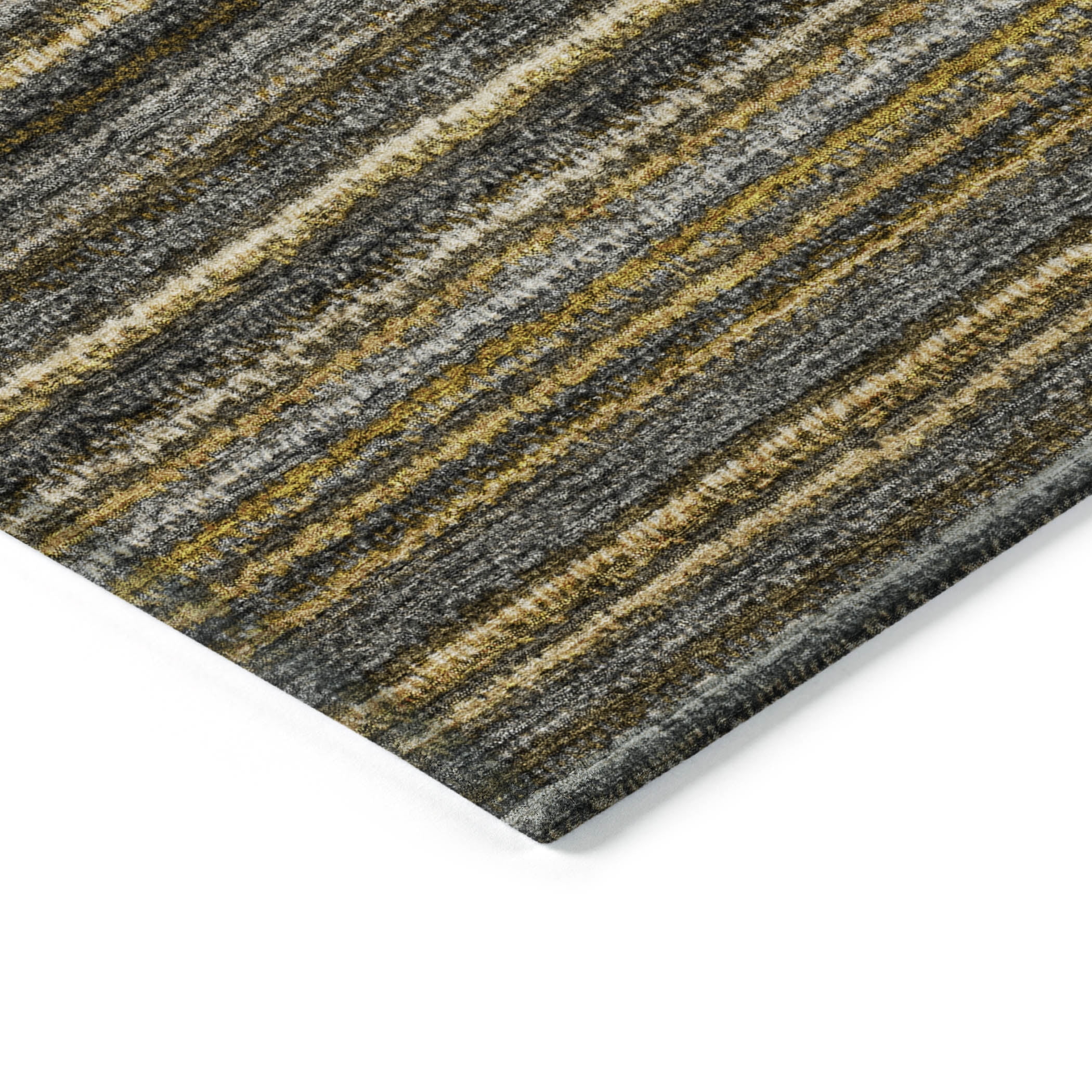 Addison Rugs Chantille Indoor/Outdoor Transitional Stripes Gold Washable Rectangle Rug, 8' x 10'
