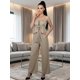 thumbnail image 2 of Conjunto para Mujer 2 Piezas Rayado Top Peplum con Tirantes y Pantalón Palazzo Set Elegante Casual de Tela Ligera, 2 of 5