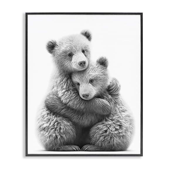 Stupell Industries Two Hugging Bears Animals & Insects Painting Black Framed Art Print Wall Art, 11 x 14