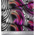 thumbnail image 2 of Soimoi Pink Moss Georgette Fabric Stripe & Leopard Animal Skin Print Fabric by Yard 42 Inch Wide, 2 of 3