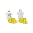 thumbnail image 2 of BemeyourBBs Infant Baby Girl 1/2 Half Birthday Outfit Half Way To One Outfit Letter Bee Print Short Sleeve Romper Bow Tulle Tutu Skirt Set Headband 3 Pcs Summer Clothes, 2 of 9